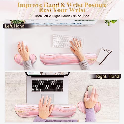 Gimars Upgrade Enlarge Gel Memory Foam Set Keyboard Wrist Rest Pad, Comfortable Ergonomic Design for Easy Typing Pain Relief, Firm Mouse Wrist Cushion Support for Office, Computer, Laptop, Mac