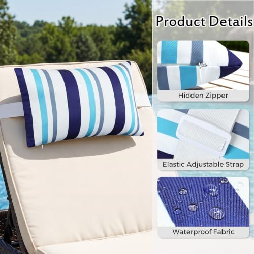 2 Pcs Outdoor Headrest Pillow for Patio Chaise Lounge 11"x16"
