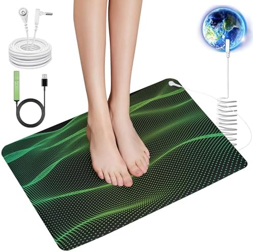 Grounding Mat for Feet,Earthing Mat Grounding Pad 24"X16",Indoor Grounding Mat for Bed&Office&Under Desk, Conductive Foot Pad for Deep Sleep, Pain&Stress Relief with Conductivity Test Pen&15ft Cord