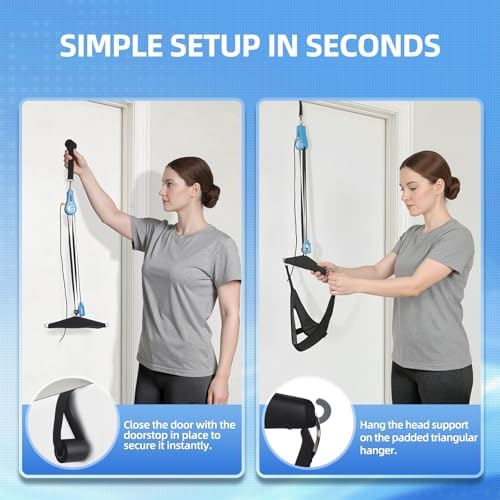 glitz Upgraded Neck Stretcher & Cervical Traction Device with Ratchet System – 50-200N Adjustable Over-Door Traction for Pain Relief & Spinal Decompression, Force-Limited Easy-Release Cord (2026 Ed.)