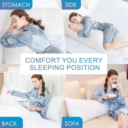 SUPA MODERN Cooling Bed Pillows for Sleeping 1 Pack Shredded Memory Foam Pillows Adjustable Cool Pillow for Side Back Stomach Sleepers Luxury Gel Pillows Body Pillow with Washable Removable Cover