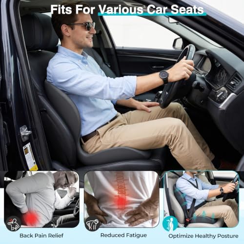 Seat Cushion for Office Chair and Car, L-Shaped Memory Foam Seat Cushions, Ergonomic Sciatica & Tailbone Pain Relief Cushion with Non-Slip Breathable Cover, Back Support for Office Chair-Dark Gray