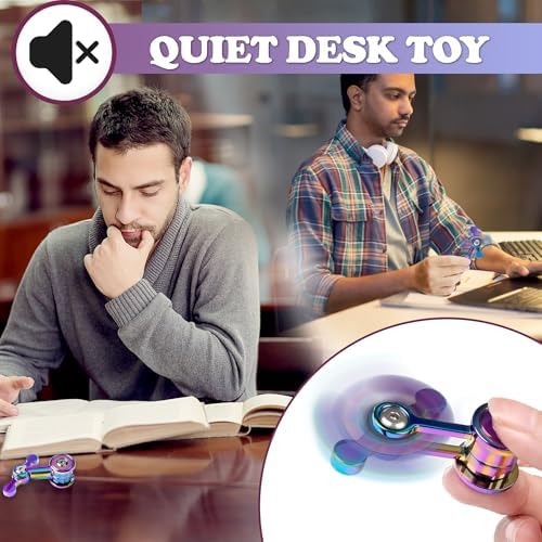 Fidget Spinner for Adults, Metal Silent Figette Office Desk Toy Quiet Cool Gadgets Gifts for Teen Boys Kid Anxiety Stress Relief Calm Down Sensory Autism Autistic ADHD Airplane Travel (Blue)