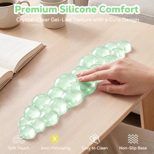 MoKo Gel Cloud Wrist Rest for Keyboard and Mouse, Clear Green