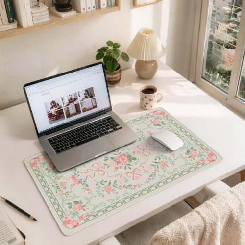 HAOCOO Green Bow Keyboard Pad, 23.6" x 13.7" Mouse Pad for Workspace Decor
