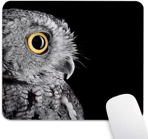 Stunning Close-Up Owl with Golden Eye Print Mouse Pad, Stitched Desk Mat