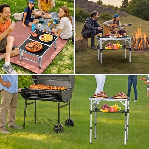 Anbte Folding Camping Table, 24"X 16" Adjustable Height Small Folding Table