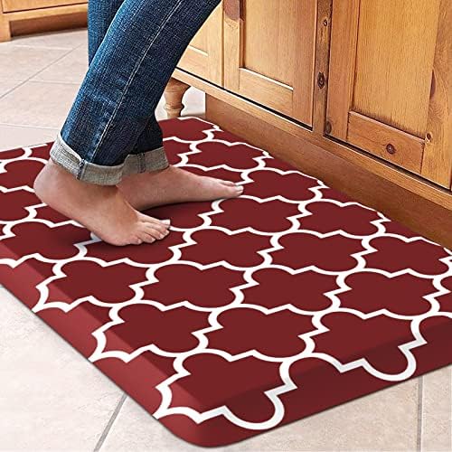 WISELIFE Anti Fatigue Mats for Kitchen Floor, 17.3" x 28", 4/5 Inch, Red