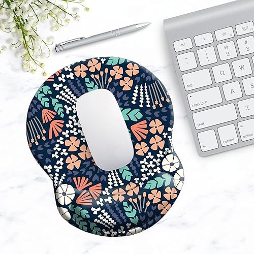 Ergonomic Wrist Support Mouse Pad, Comfortable Computer Mouse Pad with Non-Slip PU Base for Home Office Working Gaming (Creative Flowers)