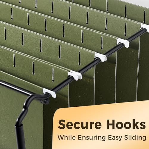 SUNEE Hanging File Folders, 50 Pack Reinforced Hang Folders Letter Size, Adjustable 1/5-Cut Tabs, Designed for Bulky Files, Filing Cabinet, Standard Green