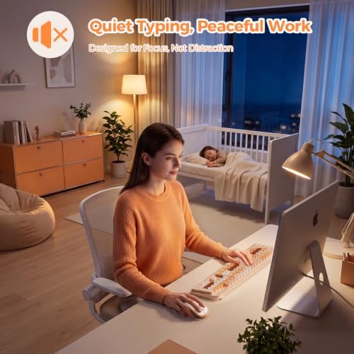 TECKNET Wireless Keyboard and Mouse Combo, Retro Aesthetic Typewriter Style
