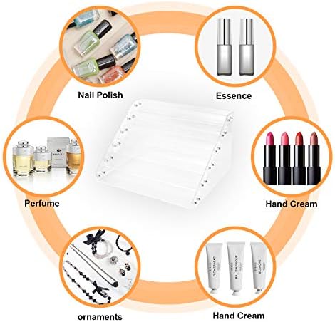BTremary Clear Nail Polish Paint Organizer Holder Rack Shelf 6 Tier Acrylic Tattoo Ink Essential Oil Display Stand Holds Up to 48-96 Bottles for Table (Fit 1-2oz Bottles) (Pack of 21)