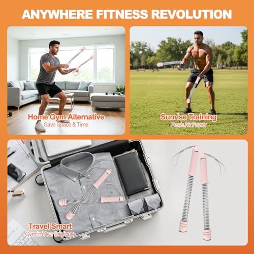 Adjustable Weighted Ropeless Battle Ropes for Home Gym, Heavy Duty Portable Workout Rope for Strength Building & Low-Impact Cardio, Fitness Equipment for Men & Women with HIIT Training