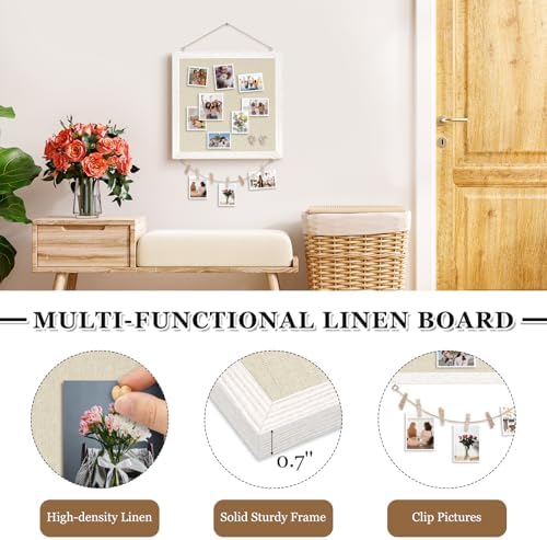 DOLLAR BOSS Double-Sided Bulletin Boards with Linen, 12"x12" Cork Board