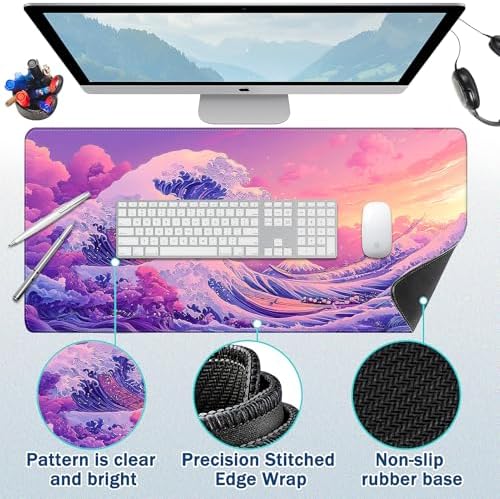 Mouse Pad Gaming - Desk Mat for Keyboard and Mouse - Large Mouse Pad for Desk, Mousepad (35.4" X 15.7") with Non-Slip Base, Desks Pad Mat Office and Home