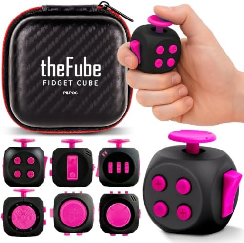 PILPOC theFube Fidget Cube Adults and Kids Stress Relief(Midnight-Rose)