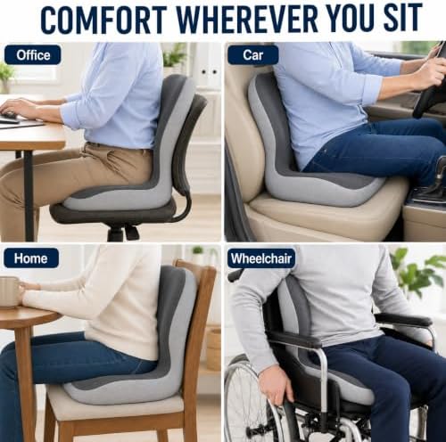 Orthopedic Seat Cushion with Back Support for Car Office Chair