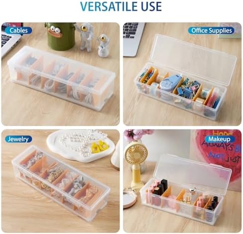 Cable Organizer Storage Box with 8 Cable Ties, Clear Phone Charger Organizer Case Wire Organizers for Cords Electronic Storage Box for Drawer Desk Office Home (1 Pack)