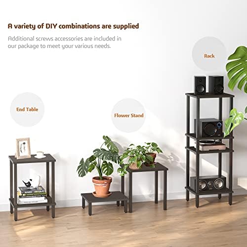 TUTOTAK End Table with Charging Station, Side Table Set of 2, Nightstand