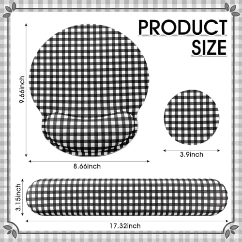 Tellegloww 3 Pcs Wrist Rest Set for Mouse Pad Keyboard, Black and White