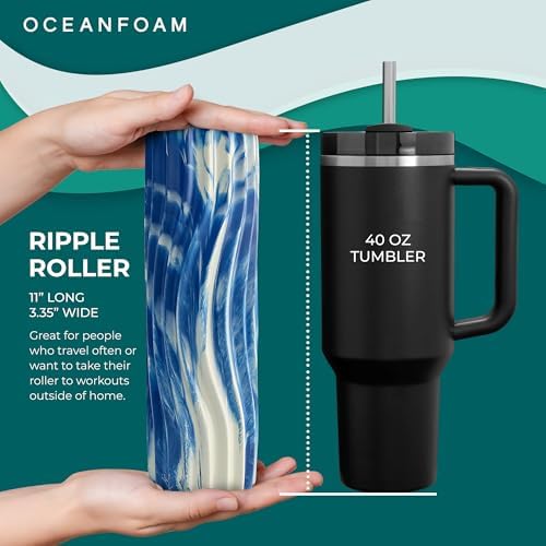 Oceanfoam Ripple Small Foam Roller for Physical Therapy (Royal Marbled)