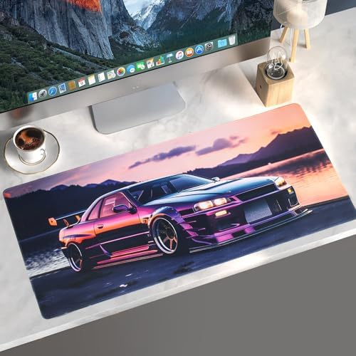JDM Car R34 Large Mouse Pad Japanese Car Purple Sea Cool Desk Mat Computer Accessories Gaming Office Organizers Supplies Decor Essentials Keyboard Pads for Desk Rubber 30x60cm