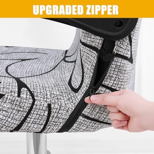 Smiry Office Computer Chair Cover with Armrest Covers, Grey and Black