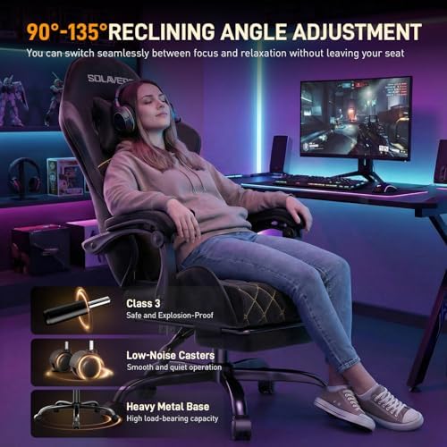 HLDIRECT Massage Recliner Gaming Chair with Footrest for Adults, Black