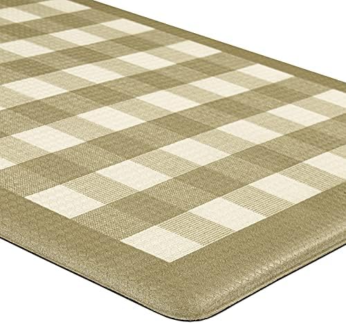 Anti-Fatigue Floor Comfort Mat, 18 x 30 in, Buffalo Check Taupe, Waterproof