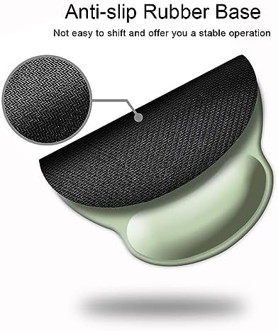 DOOKE Ergonomic Mouse Pad with Wrist Support, Cute Wrist Pad with Non-Slip Rubber Base for Computer, Laptop, Home Office Gaming, Working, Easy Typing & Pain Relief,Sage Green