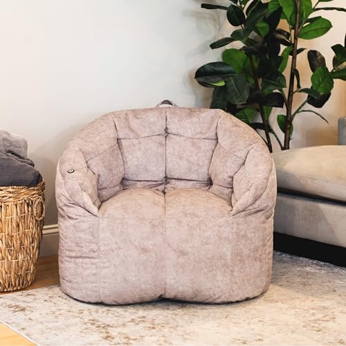 Big Joe Milano w/Vibe Vibrating Massage Bean Bag Chair, Lunar Gray Hyde, Faux Suede Polyester Blend, 2.5 feet