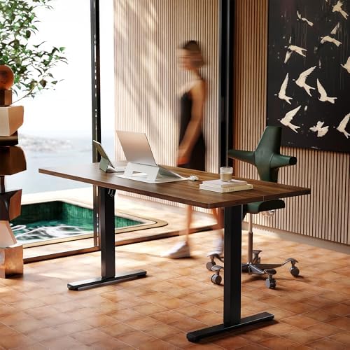 HUANUO 71x30 Inch Electric Standing Desk, Height Adjustable, Black Walnut