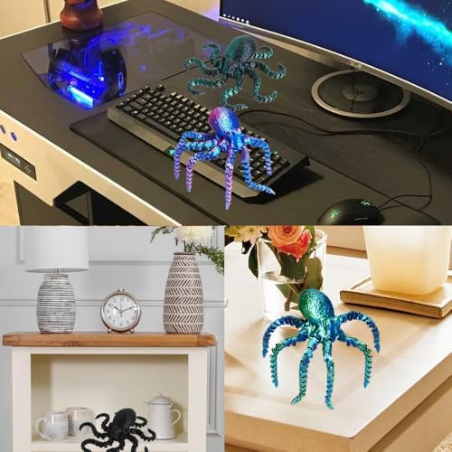 4pcs 3D Octopus Printed Animals Perfect Basket Stuffing with an Articulated Crystal Dragon Fidget, Goodie Bag Stuffers for Valentines Days Gift