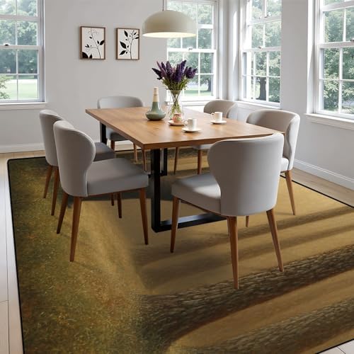 Tranquil Scene Bear Pine Trees Soft Gradient Area Rug Outdoor Patio Rug Play Mat Modern Floor Carpet Non-Slip Home Decor Living Room Kids Bedroom Nursery, 6x9 ft