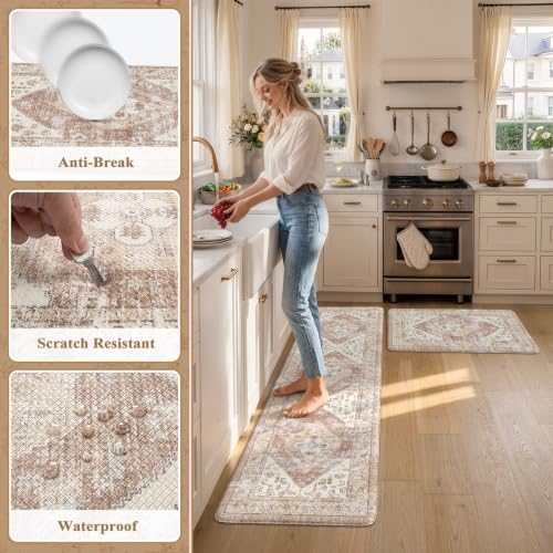 KIMODE Anti Fatigue Kitchen Mats for Floor,Farmhouse Kitchen Rugs Sets of 2