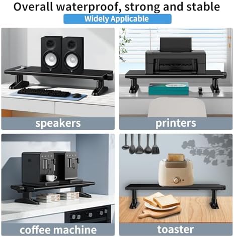 Computer Monitor Stand Riser for Desk,4.4-5.7 Inches Freely Height Adjustable with Cellphone Holder,Multi-Purpose Desktop Organizer Monitor Stands Riser for Computer,Laptop,Printer,TV (BLack)