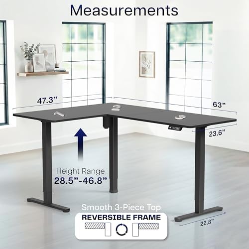 VIVO Black 63 x 47 in Corner Standing Desk, DESK-E3CTB-47