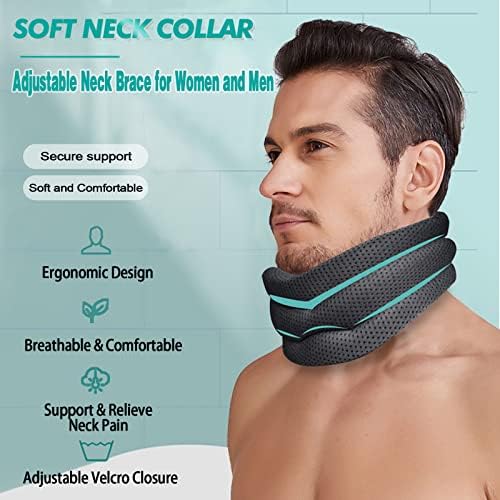 BingboPro® Neck Brace for Neck Pain and Support, Adjustable Soft Foam Cervical Collar Neck Support Brace for Sleeping, Pain Relief, Collar Cervical Stabilizer for Men Women