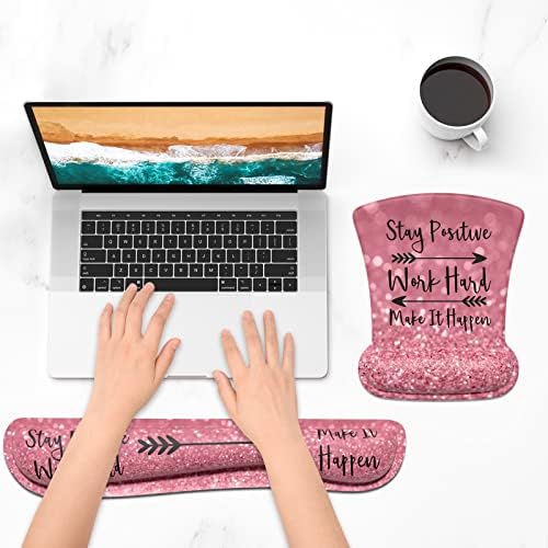 ITNRSIIET Mouse Pad Wrist Support Keyboard Wrist Rest Pad Ergonomic Mousepad Non-Slip Memory Foam Keyboard Pad Easy Typing Pain Relief Perfect for PC Laptop Gaming Office, Pretty Inspirational Quotes