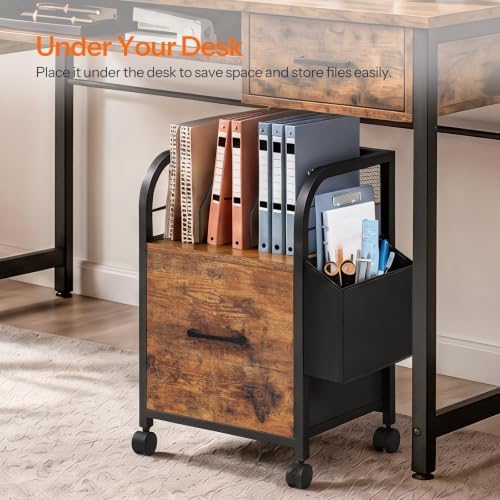 HOOBRO Small File Cabinet Under Desk, Rolling Filing Cart with Drawer