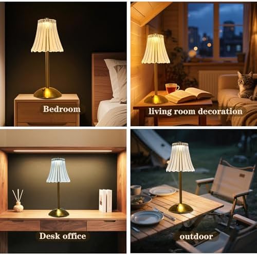 2 Pcs Cordless Rechargeable Table Lamp, Touch Dimming, 3 Color Modes