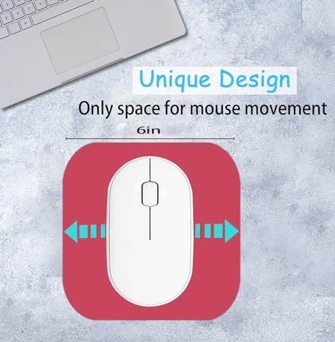 Mini Mouse Pad, 6x6 Inches, Waterproof Non-Slip Rubber Base, for Laptop, Keyboard Tray, Wireless Mouse, Home, Office, Travel (red)