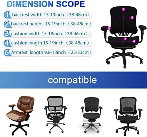 Tallew 4 Pcs Office Chair Covers Stretchable Armrest Seat,XL,Black