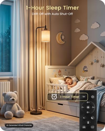 Dimmable Floor Lamp for Living Room with Remote & 10W Bulb