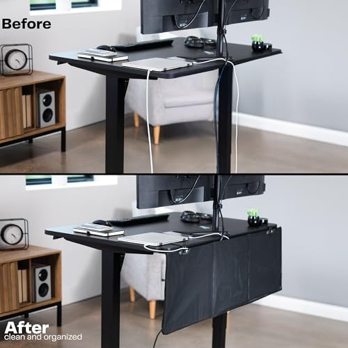 VIVO Black Clamp-on 48 inch Desk Cable Management Sleeve, DESK-SKIRT-48P
