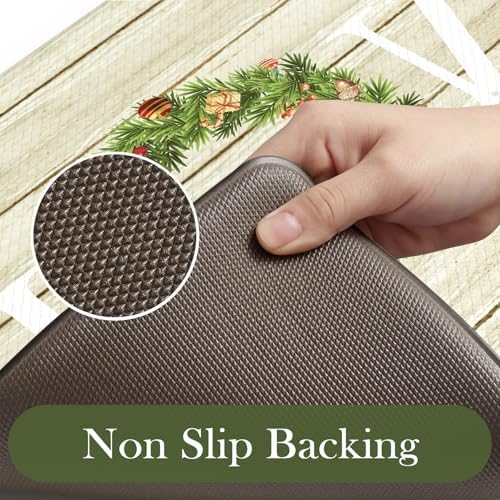 KIMODE Christmas Kitchen Mats for Floor Cushioned Anti Fatigue Rugs Decor