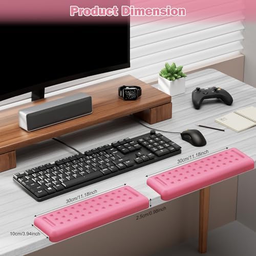Leolee L-Shaped Desk Elbow Pads for Desk, Pink Memory Foam Arm Rest
