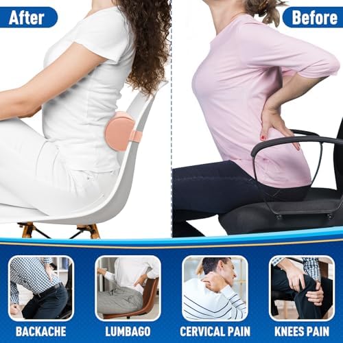 CushZone Memory Foam Lumbar Roll Support Pillow, Large Pink