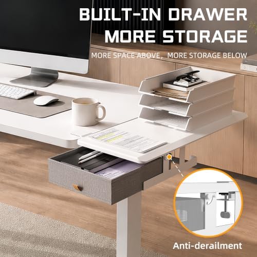 ETHU Desk Extender Tray with Storage Drawer, 25.6x11.4, White
