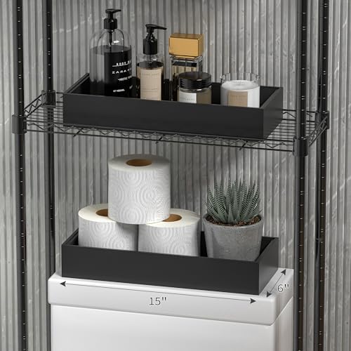 Bamboo Toilet Tank Tray, 15" x 6" x 2.5", Black